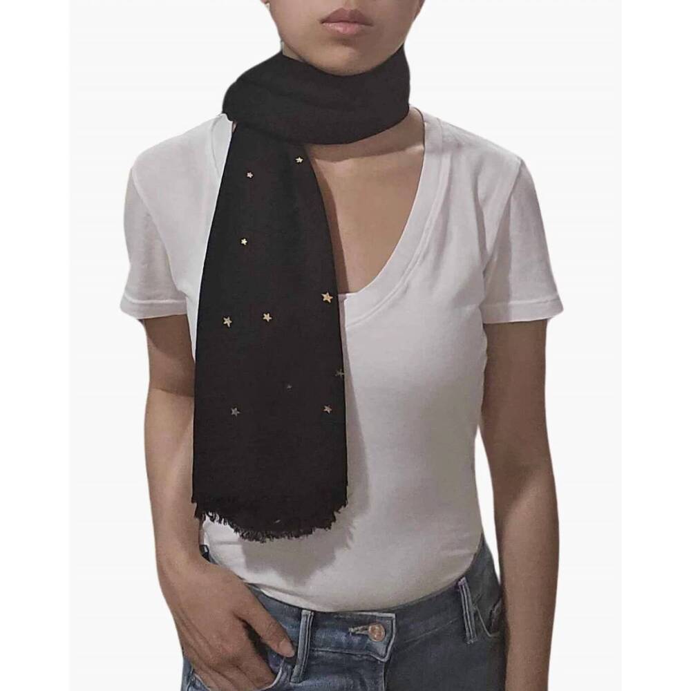 NEW FALIERO SARTI women's stellina scarf in black with stars
